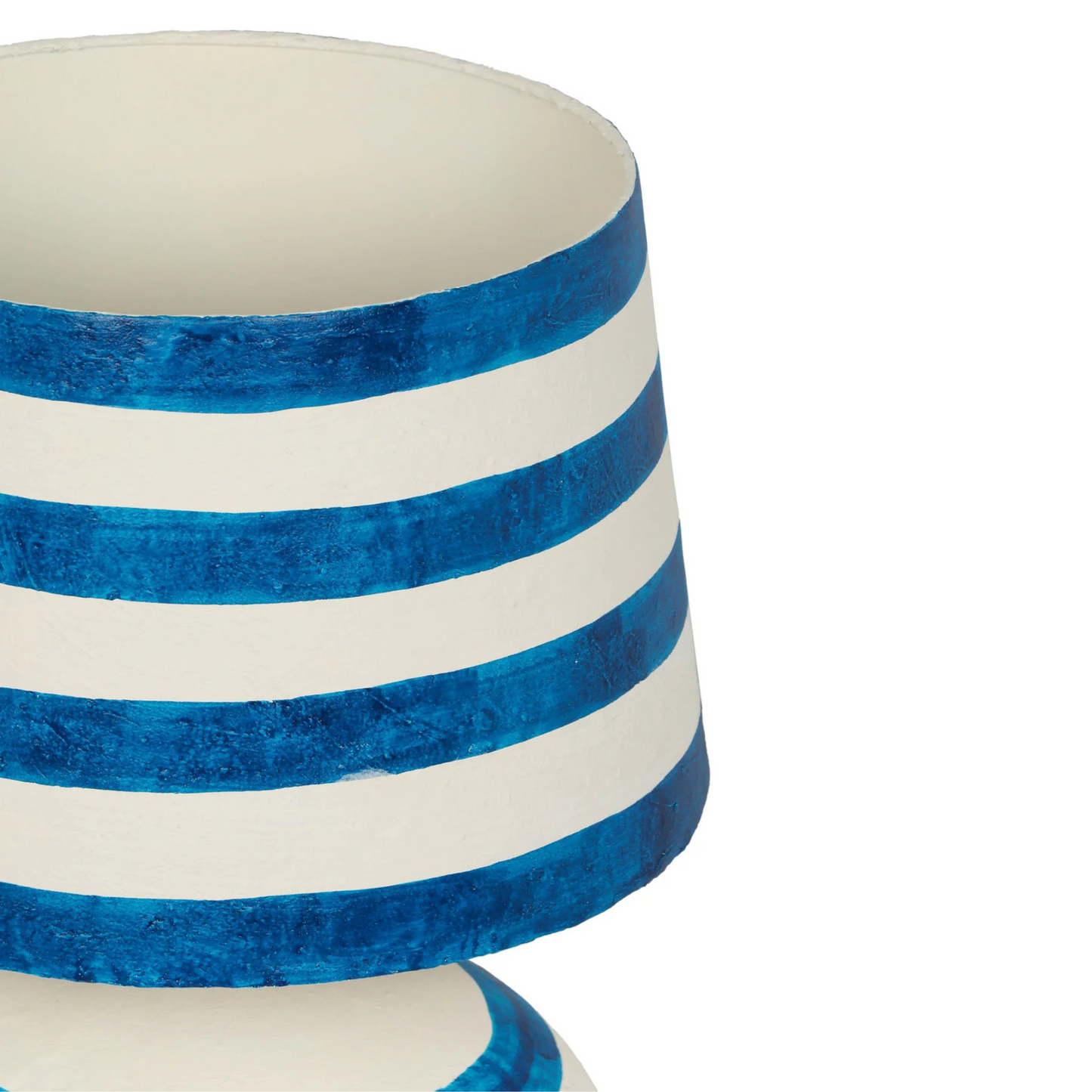Positano Blue Striped Papier Mache Table Lamp