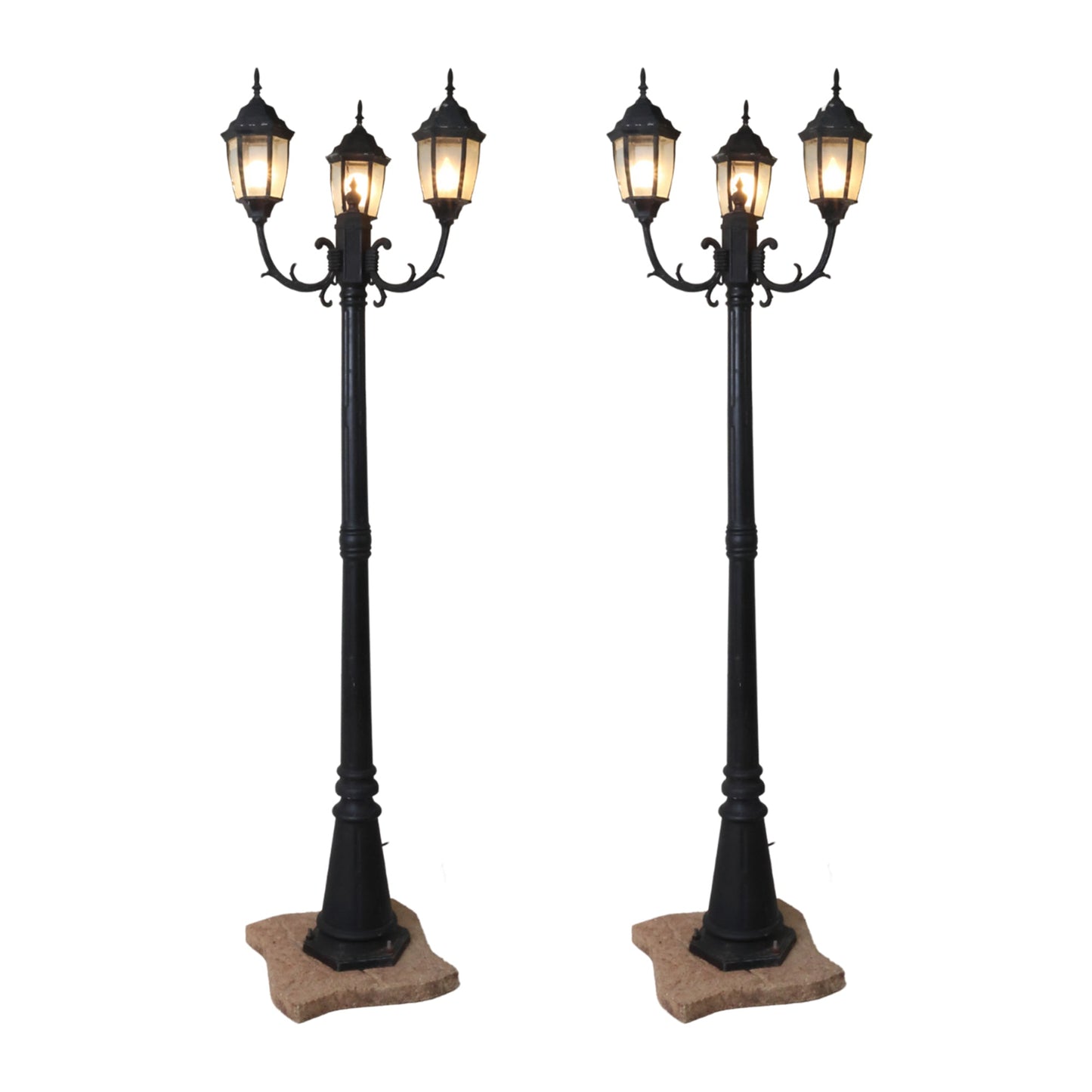 2 European Style Painted Cast Metal 3 Light Standards